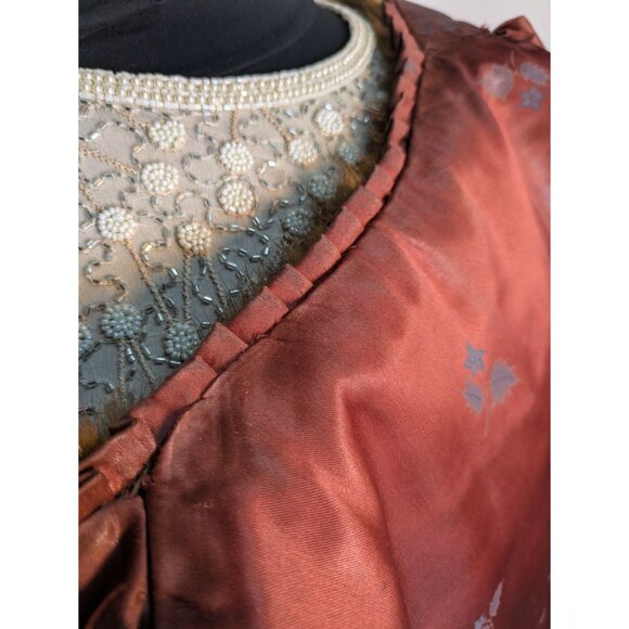 Vintage Brown Genuine Mink Fur Stole Wrap Capelet Stripe Lined, One Size - Picture 10 of 10